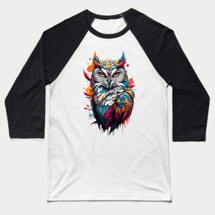 Color Splash Abstract Owl Portrait Design Baseball T-Shirt